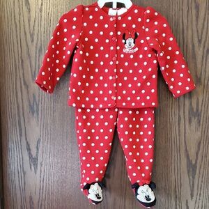 Vintage Disney Minnie Baby Girl Outfit Red W/ White Polka Dots SZ 6/9 Months